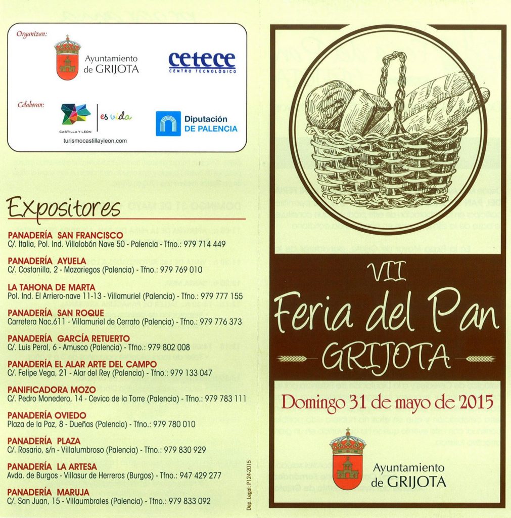 La VII Feria del Pan en Grijota (Palencia) ofrecerá talleres y degustaciones